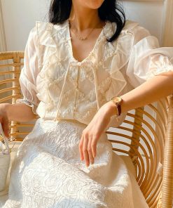 Artistic Women's Clothes Tencel Embroidered Shirt Women's Thin
