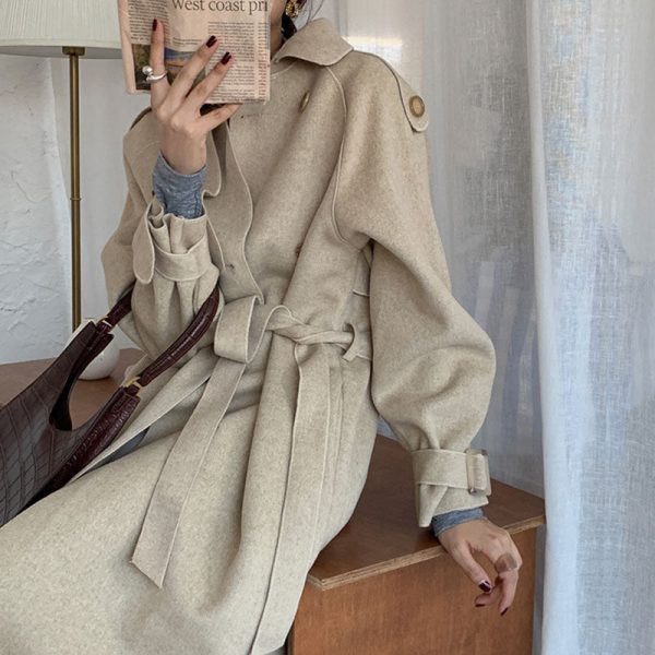 French Vintage Lapel Double Row Buckle Waist Jacket