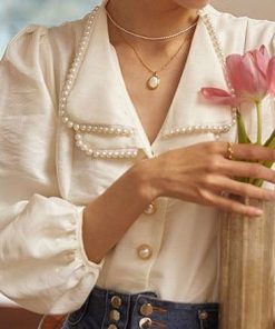 New French Style Retro Design Niche Bubble Sleeve Elegant Top