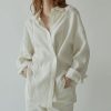 Linen Shirt French Hollow Embroidered Loose Long Sleeve Blouse