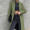 Avocado Green Woolen Coat French High Sense