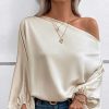European And American Temperament Commute Diagonal Collar Asymmetric Pullover