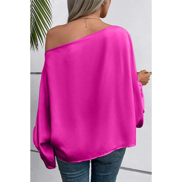 4cfcd7ff-ce5c-48b0-a66f-c44049a7766f European And American Temperament Commute Diagonal Collar Asymmetric Pullover