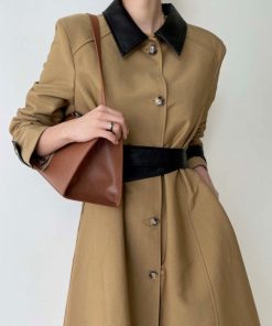 Retro Patchwork Trench Coat And Overcoat Coat