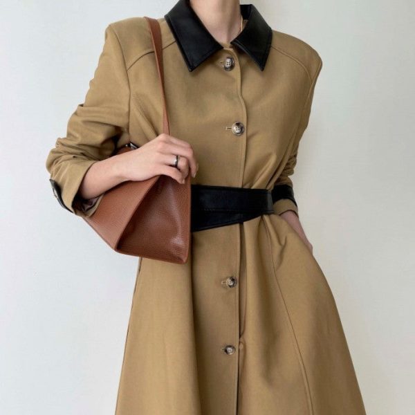 92708a91-0cbd-4110-bbf7-d006f665b2d1 Retro Patchwork Trench Coat And Overcoat Coat