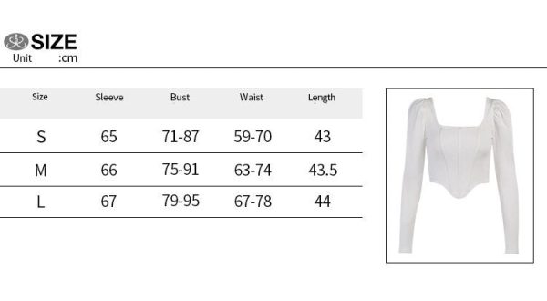 9e9b02f4-6909-40a9-9d36-20ac1364bc53 Collar Pure Desire Long Sleeve Sexy Puff Sleeve Fishbone Waist Short Top