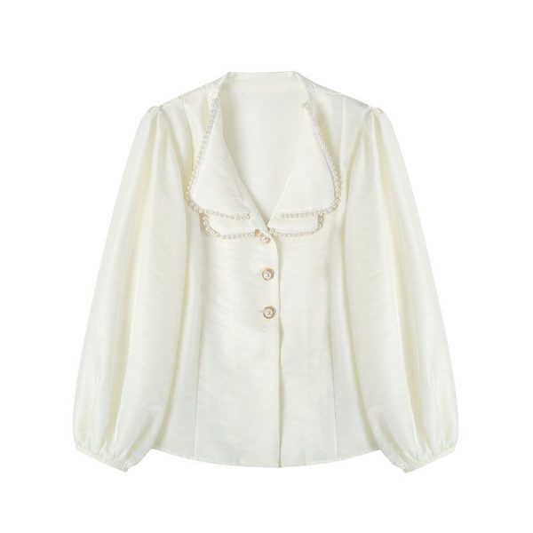 a0e9220b-27a5-4e1c-bcdd-7b2a03f55302 New French Style Retro Design Niche Bubble Sleeve Elegant Top