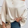 European And American Temperament Commute Diagonal Collar Asymmetric Pullover