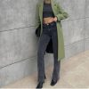 Avocado Green Woolen Coat French High Sense