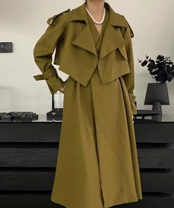 Elegant Temperament Hundreds Of Sleeveless Dresses Plus Trench Coat Set