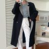 Temperament Simple Contrast Lapel Double Breasted Jacket