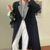 Temperament Simple Contrast Lapel Double Breasted Jacket