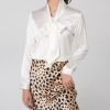 Mulberry Silk Bottoming V-neck Bow Large Ribbon Women's Shirt