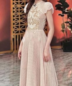 Design Pleated Summer New Water Soluble Lace Dress