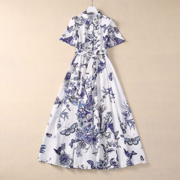 O1CN01RHHXRK1pBWoSpbzTy__2460145322-0-cib Four-sided Elastic Flower Butterfly Print Dress