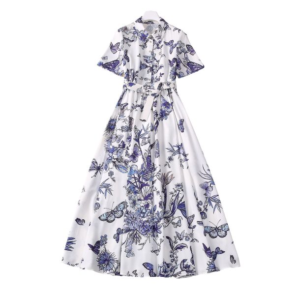 O1CN01RPyEW51pBWoKYaldS__2460145322-0-cib Four-sided Elastic Flower Butterfly Print Dress