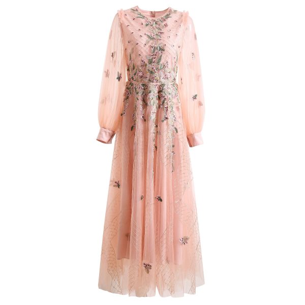 O1CN01v5oMIA1pBWkROn4hS__2460145322-0-cib Embroidery Flower Sequin Gauze Wide Hem Long Sleeve Dress